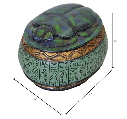 Top Collection 4" Hand Painted Resin Egyptian Scarab Jewelry Box