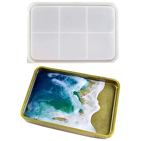 Rectangle Rolling Tray Mold for Resin,Large Rolling Tray Mold for Epoxy Resin,Rectangle Rolling Tray Molds with Edges for DIY Homemade Making Agate Slice Coasters Home Decoration Casting Mould Holder Cover