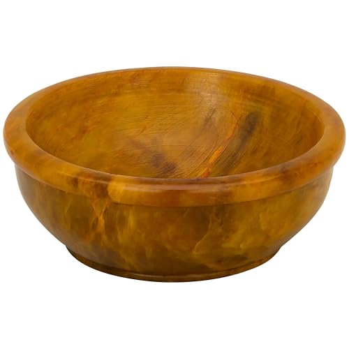MaMeMi - Ciotola per incenso in pietra speciale color ambra, diametro 6,5 cm, per carboni affumicatori con sabbia affumicata, consigliata a mano dall'India