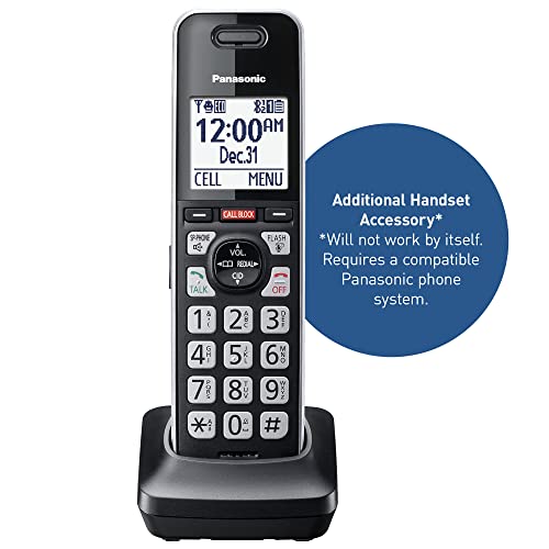 Image of Panasonic Additional Cordless Phone Handset, Advanced Call Block, Compatible with KX-TGF94x and KX-TGF97x Series - KX-TGFA97B (Black with Silver Trim) (Pack of 5)