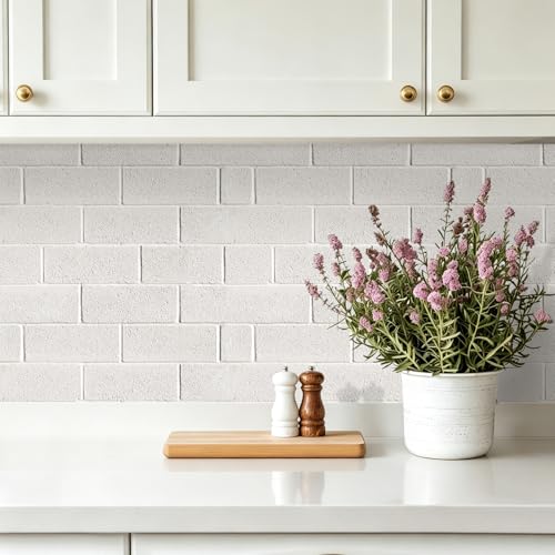 Papier peint brique blanche ICOOP 44,5x701 cm adhésif repositionnable pour cuisine et salle de bain - 5