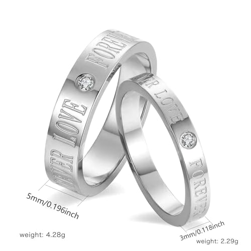 Matching Rings Titanium Steel AAA CZ Couple Rings Wedding Band His and Her Ring2
