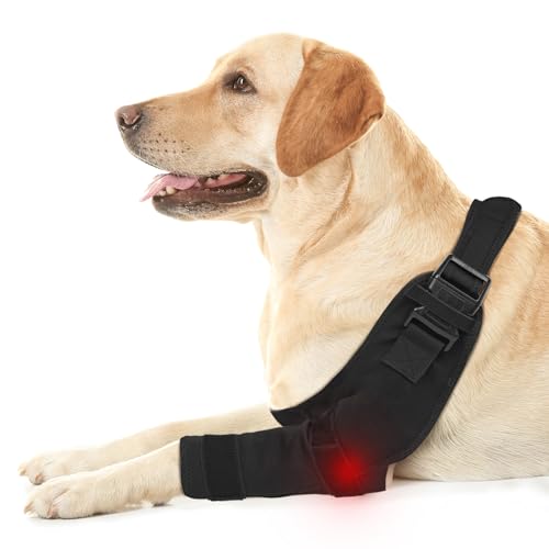 Dog Elbow Protector Brace Sleeve for Elbow Dysplasia Arthritis Pressure Sores Dysplasia Calluses – Breathable Adjustable Dog Front Leg Sleeve Anti-Licking for Post-Surgery Care Recovery(Right Leg, L)