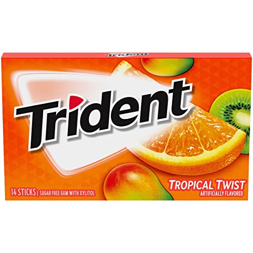 Trident Tropical Twist Sugar Free Gum, 14 Pieces