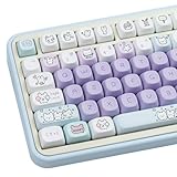 COOMICKEY Cute Buppy Keycaps, Kawaii Purple Creamy Keycap Set with MOA Profile, Dye-Sublimation PBT Keycaps Suitable for Cherry Gateron MX Switches Mechanical Gaming Keyboard