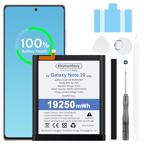 ElephantStory Replacement Battery for Samsung Galaxy Note 20 Ultra: EB-BN985ABY High Capacity Upgraded Li-ion Polymer Battery for Galaxy Note 20 Ultra 5G SM-N985 N986 N86U N985U with Repair Tool Kit
