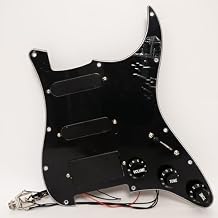 SSH Prewired Loaded Strat Pickguard Active EMG-Style Humbucker Pickups Set, Solderless Plug-&-Play Upgrade Kit for Fender Strat black