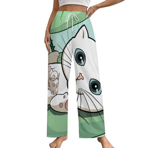 Pantalon de pyjama femme chat avec poches en taille S bas de nuit douillet