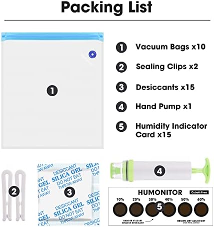 eSUN Vacuum Kit, 10pcs 3D Printer Filament Vacuum Compression Storage Bag with Manual Air Pump, Reusable Filament Moisture Proof Dry Vacuum Sealed Bag for Filament Storage, Humidity Indicator Card
