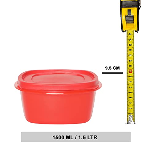 Image of Cutting EDGE Snap Tight Eco Plastic Container Set for Pickle, Sauces, Spices, Dry Fruits, Travelling, 12-Pieces (1.5 L, Red)