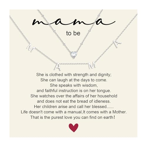 KSF Mama Mom Necklace for Women - 2Pcs 18K Gold
