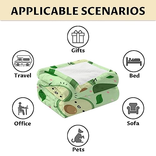 Blanket for Girls - 40"x50" Cute Avocado Throw Gifts - Green Soft Fuzzy Blankets for Bed, Couch & Living Room