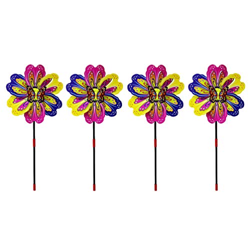 DOITOOL Garden Windmill Pinwheels Set 4pcs Colorful Plastic Windmill Toys for Kids for Outdoor