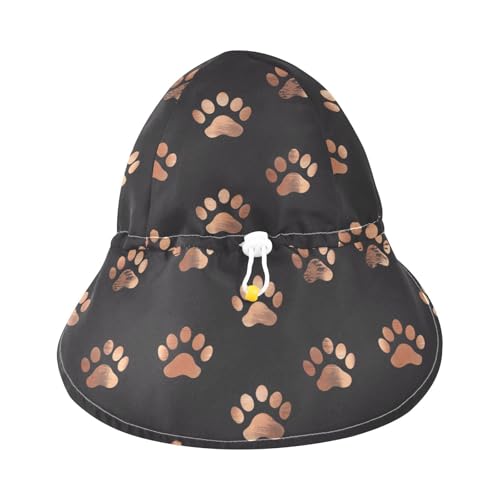 Toddler Boy Girl Sun Hat Boy Beach Bucket Hats Toddler Girl UV Protection Wide Brim Traveling Camping Hat Anime Cat Paw Rose Gold Black3