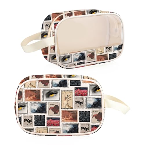 Bolsa de maquillaje transparente con diseño de bruja de fantasía y dragón Abraxos