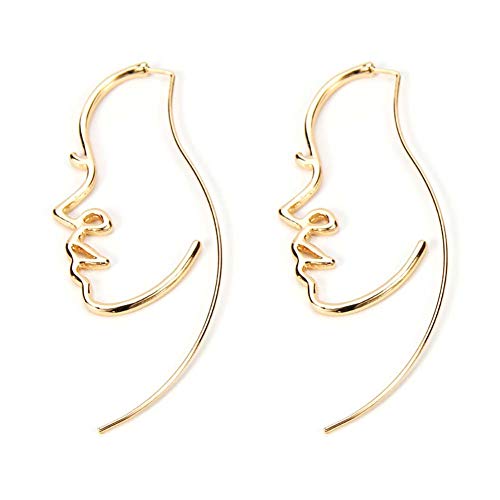 Hollowed out face drop earrings for women gold plated punk earrings Jewelry (gold)
