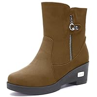 Gaatpot Womens Warm Boots Ladies Winter Fur Lining Ankle Snow Booties Zipper Stylish Cosy Boots Shoes Size Brown UK 5.5= 40CN (250)