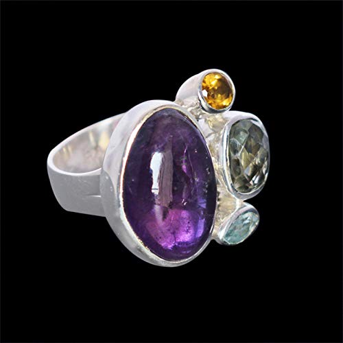Bague citrine et améthyste argent 925 massif qui ne noircit pas