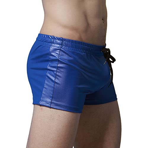 52hertz Men's Shiny Metallic Boxer Briefs Drawstring Boxers Shorts Swimsuit Trunks Underpants2