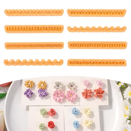 Puocaon Cortadores de arcilla de pétalos de flores – 8 cortadores de aretes de arcilla polimérica para hacer joyas
