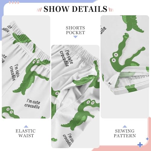 ZZXXB Cute Crocodile Boys Long Pants Soft Trousers Elastic Waist Kids Lounge Bottoms with Pockets S-XL4