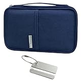 Familienpasshalter Brieftasche wasserdichte Reisedokument Organisatoren mit Gepäckanhänger für Männer Frauen Kreditkarten Air Tickets Boarding Pass (Navyblau)