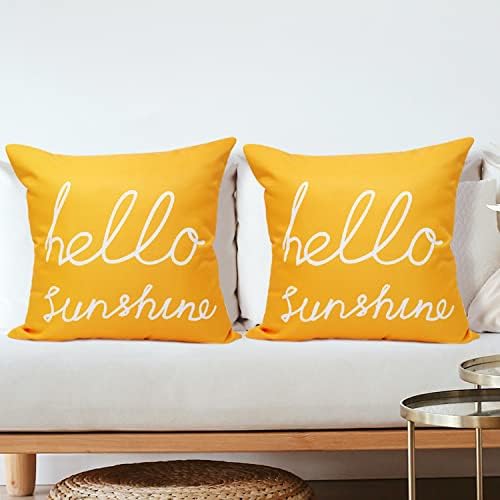JYVNCZ Waterproof Outdoor Pillow Covers 18x18 Inch Set of 2 Yellow Decorative Throw Pillows for Patio Furniture Cushions Couch (Yellow A )