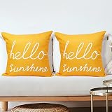 JYVNCZ Waterproof Outdoor Pillow Covers 18x18 Inch Set of 2 Yellow Decorative Throw Pillows for Pati