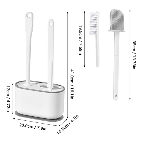 Image of Toilet Brush Set, Bathroom Accessories, Toilet Bowl Cleaners, Deep Cleansing Multifunctional Hanging Toilet Brush Set for Bathroom(Pearl White)