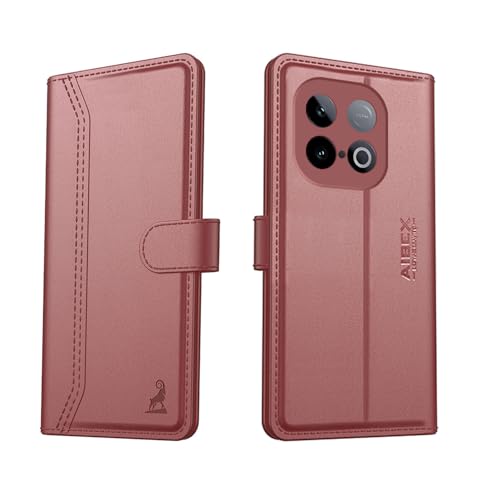 Image of AIBEX Compatible for iQOO Neo 10 5G Flip Cover Leather Finish with Magnatic Closure | Inside TPU with Card Pockets | Wallet Stand | Complete Protection Flip Case -Brown