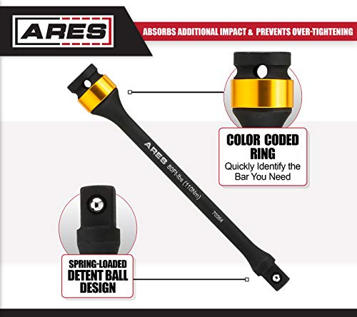 Ares 70364-80 Foot/Pound Torque Limiting Extension Bar - Chrome Moly 1/2-Inch Drive 8-Inch Long Impact Grade Bar - Flex Action Prevents Over-Tightening - Color Coded For Easy Identification #TOP2