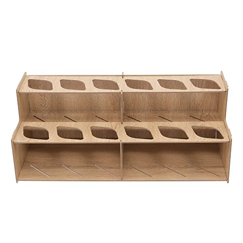 Image of HG Art Concepts Mezzo Artist Paint & Brush Rack - Wood Grain Laminate Multi Layer Desk Stand Professional Storage Display Organizer for paintbrushes and Large Tubes