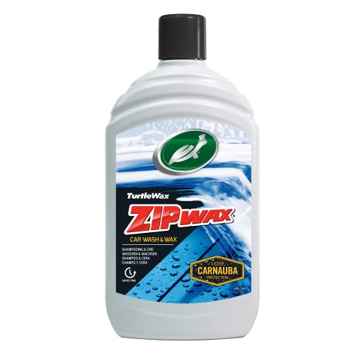 Turtle Wax Champú para autos Zip Wax, 500 ml - Doble acción: lavado de autos concentrado y cera de carnauba para autos: aplicar, enjuagar y secar para un brillo como el de una sala de exposición