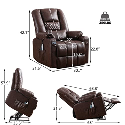 Vuyuyu Power Lift Recliner Chair With Massage & Heat For Elderly, Single Sofa Chair Recliners For Living Room, Comfy Home Theater Seat Infinite Position/Cup Holders/Usb Port/Free Pillow #TOP1