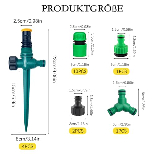 Multifunktion Garten Sprinkler, Rasensprenger, 360° Drehbarer Gartensprenger Garten Sprinkler mit Schlauchkupplung1/2 und Y, gartenbewässerung, Automatische Bewässerung Gartensprenger(Set 1)