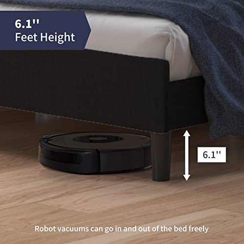 Zafly Queen Linen Upholstered Platform Bed Frame,Queen Size Bed Frame With Modern Geometric Wingback Headboard,Wood Slat Support,No Box Spring Needed,Easy Assembly (Queen Size,Black) #TOP4