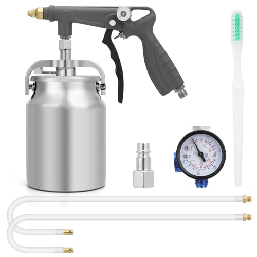 GS Undercoating Spray Gun Kit Undercoating Gun for Vehicles Truck Bed Liner Coating Rubberized Undercoat Car Rust Proofing Bedliner Under Coating Gun with Suction Feed Cup 360 Spray Hoses