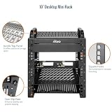 Tecmojo Mini stojak na biurko 10", 6U, głębokość 200 mm, szafa sieciowa z kieszenią SBC, karta adaptera micro HDMI do HDMI i zaślepka, do urządzeń AV, NAS i serwerów, czarny