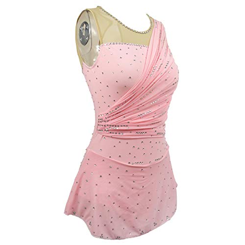 LIUHUO Vestido feminino de patinação na silhueta, traje de competição com strass rítmico brilhante e