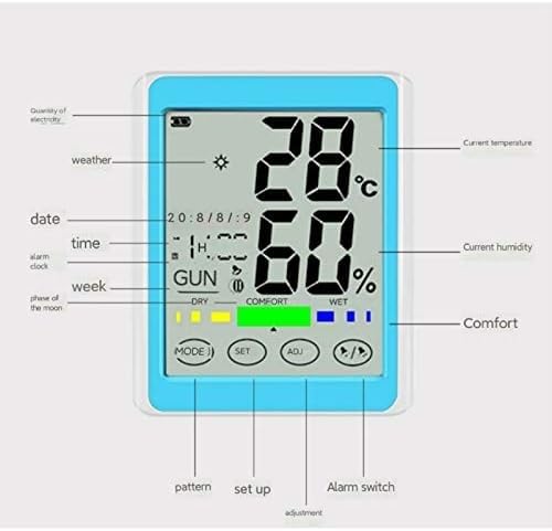 Digital Thermometer Hygrometer，Touch Screen Accurate Digital Display Wall-Mounted Household Indoor Thermometer