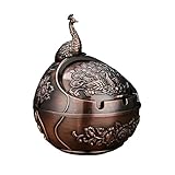 Cenicero Cenicero Creativo for el hogar, Cubierta abatible a Prueba de Viento, Adornos de Metal Vintage, Regalos, Cenicero Grande Ceniceros Portátiles (Color : Rood, Size : A)