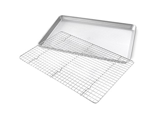 USA Pan Bakeware Half Sheet Baking Pan and Bakeable Nonstick and Cooling Rack Set, Metal by USA Pan - Image 2
