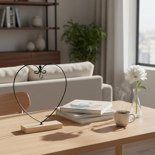 Soporte De Corazón Con Base De Madera Cuadrada Estante Hierro 5