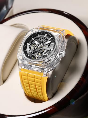 Image of French Connection | Skeleton Dial | Transparent Acrylic Case | Silicone Strap | Quartz Watch for Men - FCG01
