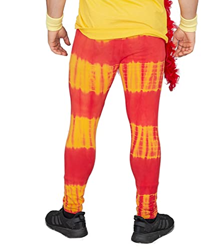 Red and Yellow Tie-Dye Wrestling Legging Tights Pants (Adult Small)2