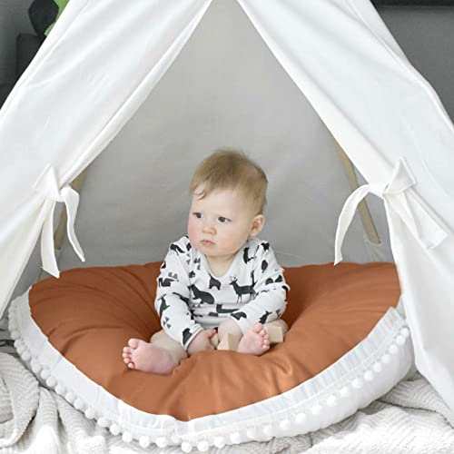 Image of Kishome Large Floor Pillow Kids Round Floor Cushion Seating, 35 inches Big Circle Pillow, Round Pillows Seating for Children, Oversized Mat for Reading Nook Teepee Playroom Nursery Canopy Brown