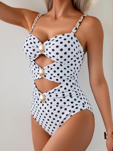 Image of B2prity Cutout One Piece Swimsuit Tummy Control Ruched Monokini Color Block Bathing Suit for Cruise Vacation