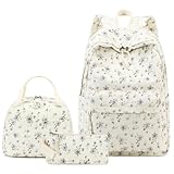 BTOOP Mochila escolar para meninas, crianças, adolescentes, conjunto de mochila escolar fofa com lancheira isolada, Flor roxa 201, Medium, Mochilas de mochila