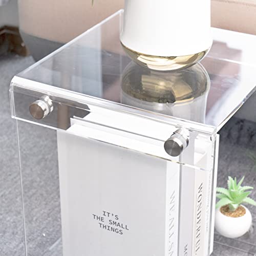 Sumerflos Acrylic Small Frame Side Table/End Table/Easy Assembly, Nightstand For Living Room Bedroom Home Decor- Clear #TOP4