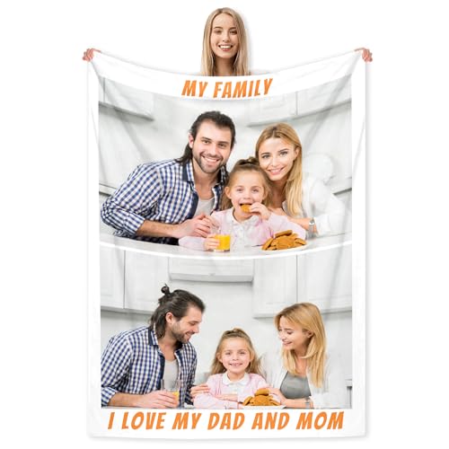 LMQJDZ Manta Personalizada Collage Manta con Foto y Texto Personalizada,para Sofá, Dormitorio, Sala de Estar,Personalizada Regalos para Papá, Mamá, Niños, Amigos y Amantes.
